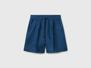 Shorts in puro lino con coulisse