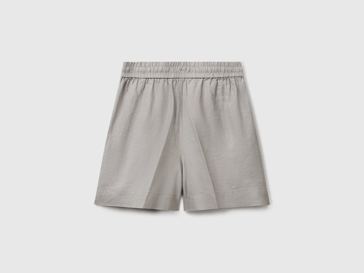 Shorts in puro lino con coulisse