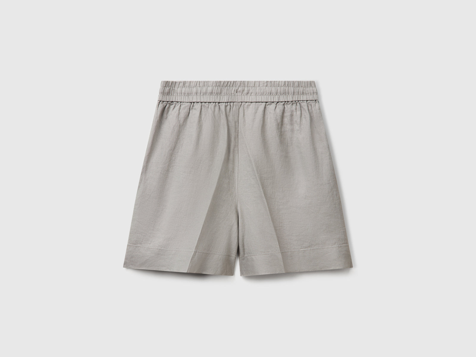 Shorts in puro lino con coulisse da donna grigio 2 | Benetton Outlet