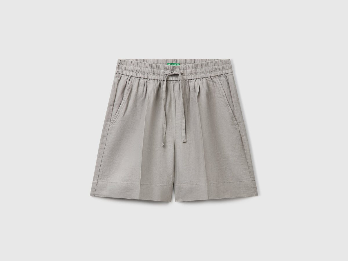 Shorts in puro lino con coulisse