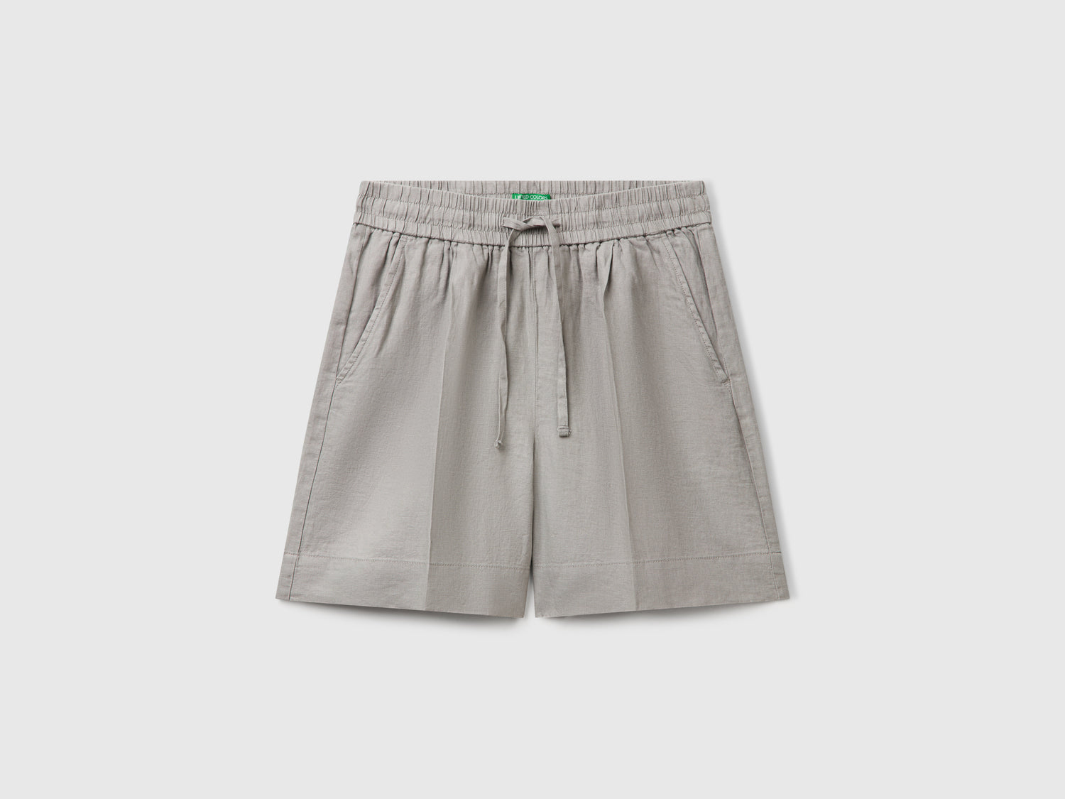 Shorts in puro lino con coulisse da donna grigio | Benetton Outlet