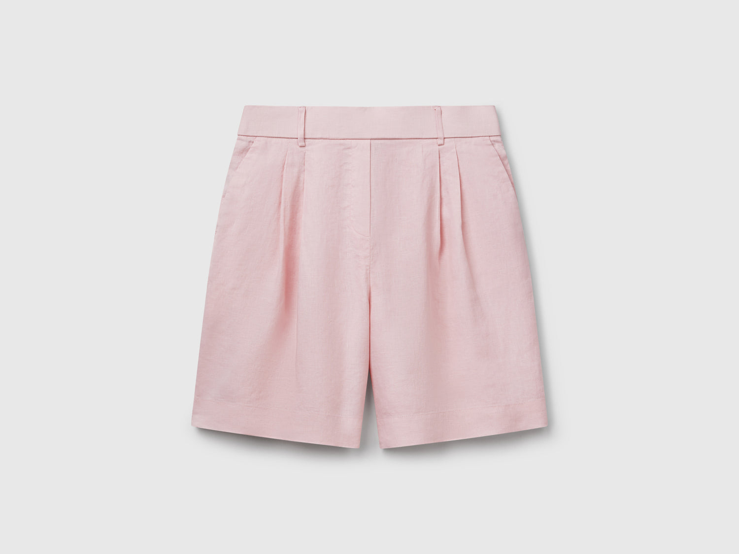 Bermuda 100% lino da donna rosa tenue | Benetton Outlet