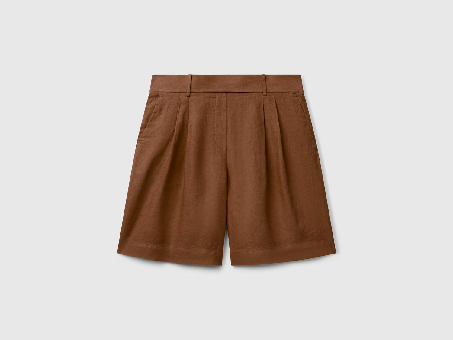 Bermuda 100% lino da donna marrone | Benetton Outlet