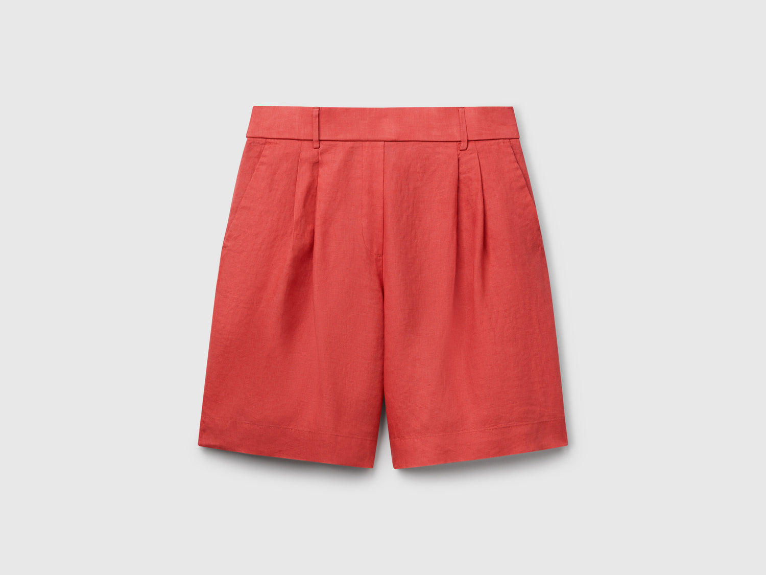 Bermuda 100% lino da donna rosso mattone | Benetton Outlet