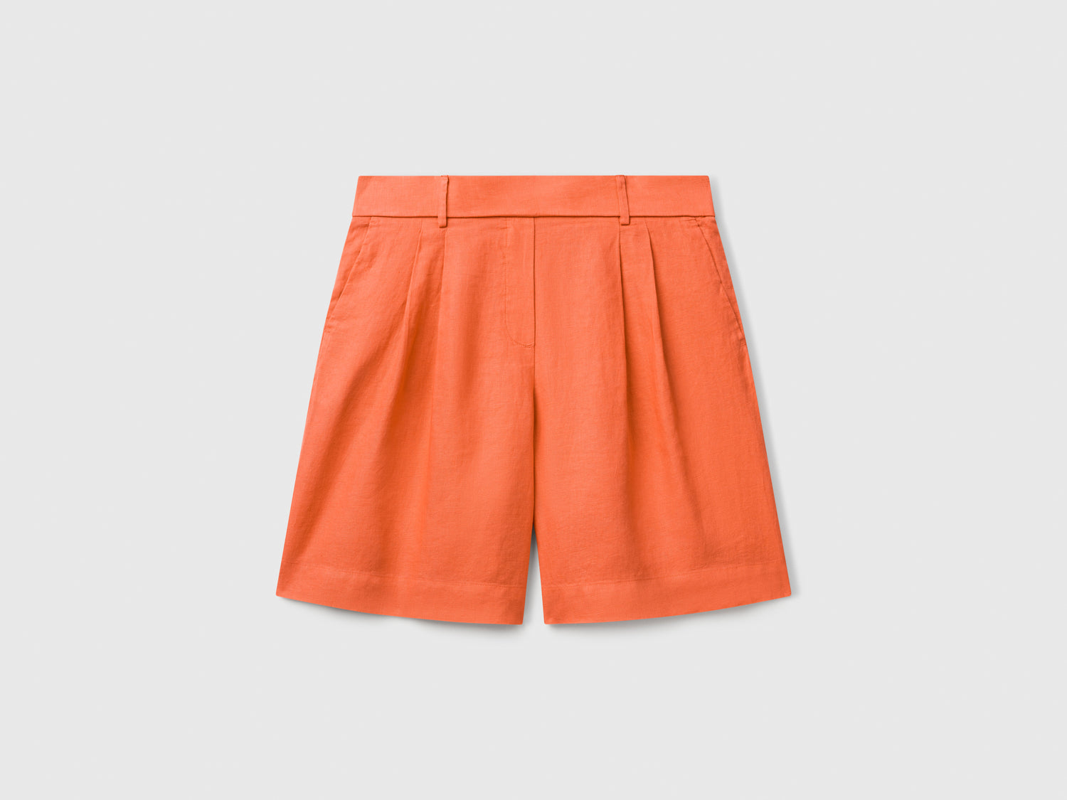 Bermuda 100% lino da donna arancione | Benetton Outlet