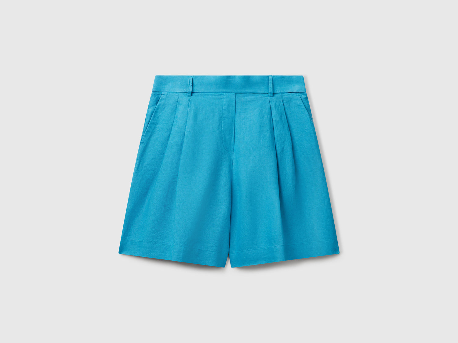 Bermuda 100% lino da donna turchese | Benetton Outlet