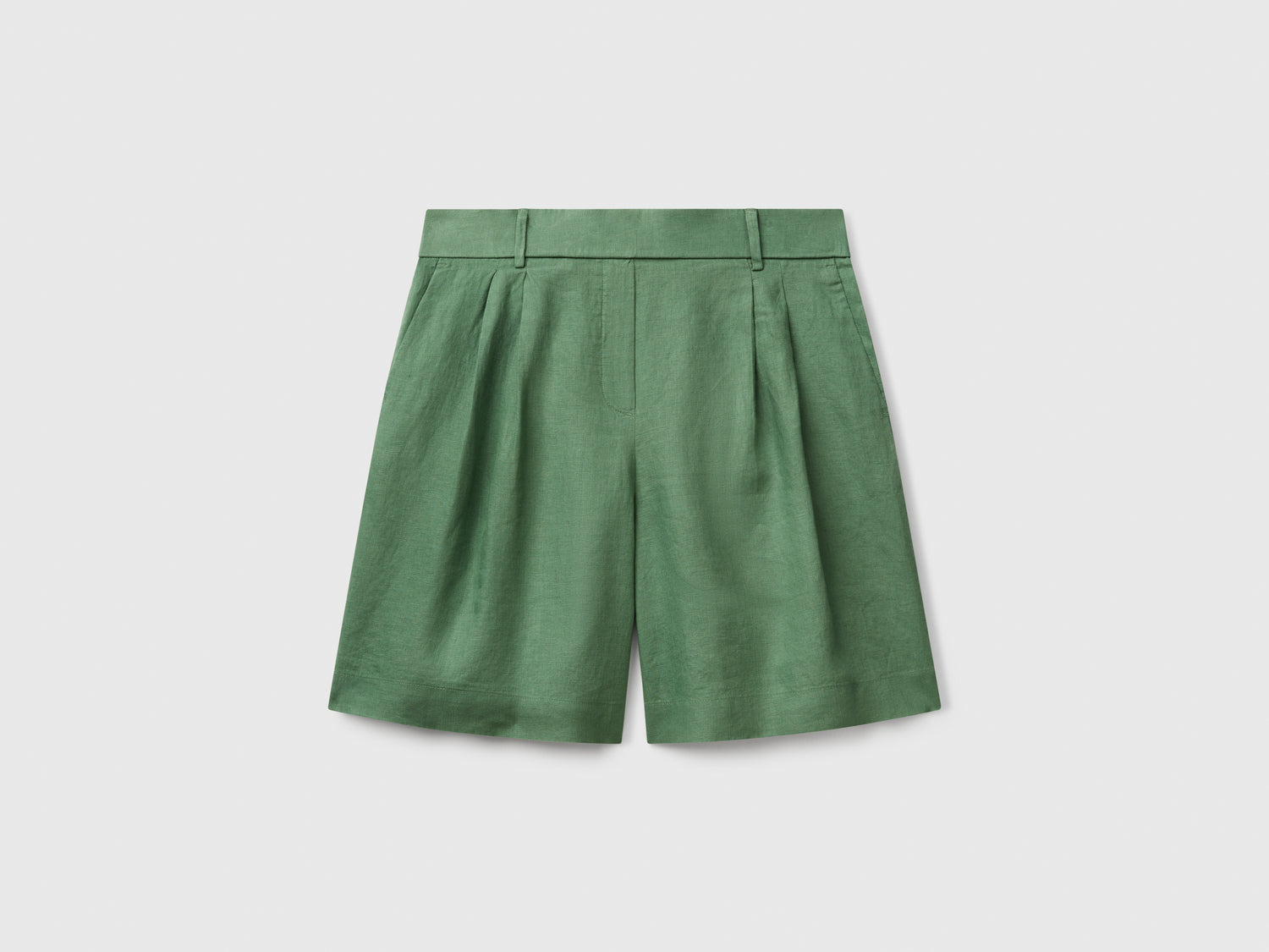 Bermuda 100% lino da donna verde | Benetton Outlet
