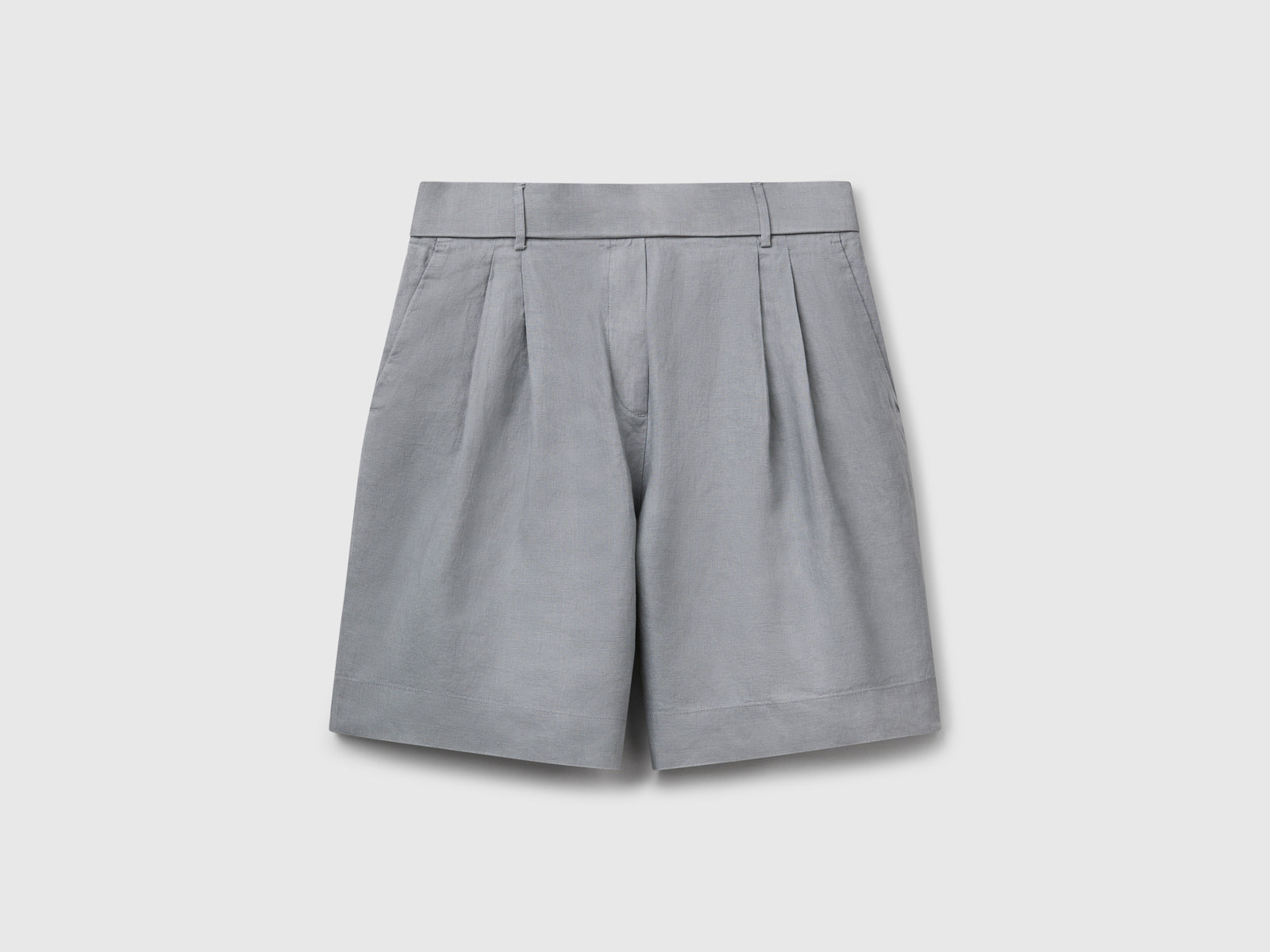 Bermuda 100% lino da donna grigio | Benetton Outlet