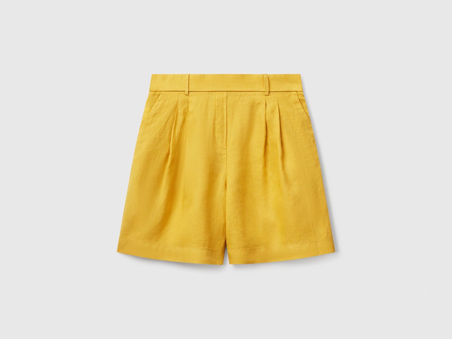 Bermuda 100% lino da donna senape | Benetton Outlet
