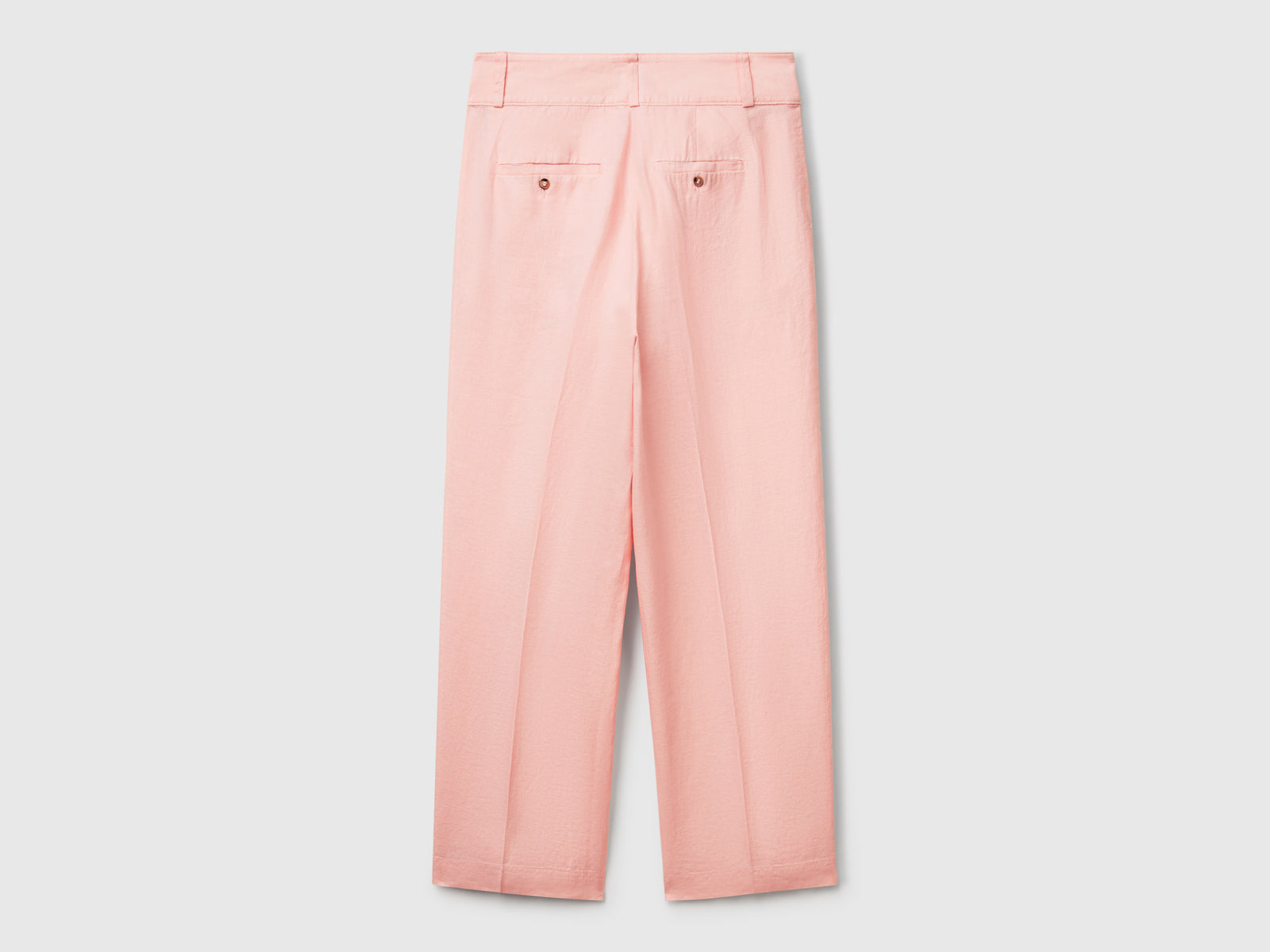 Straight trousers in pure linen da donna rosa tenue 2 | Benetton Outlet