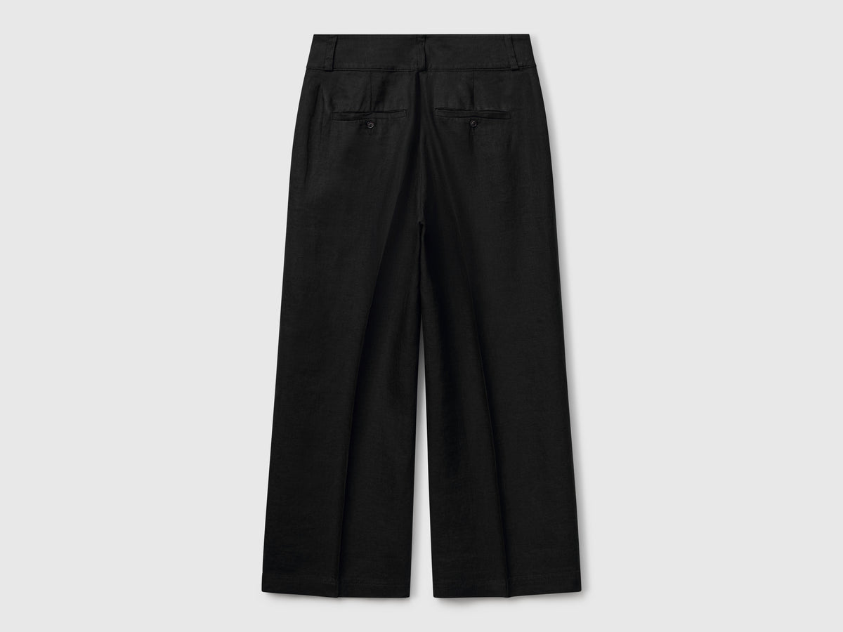 Pantaloni dritti in puro lino