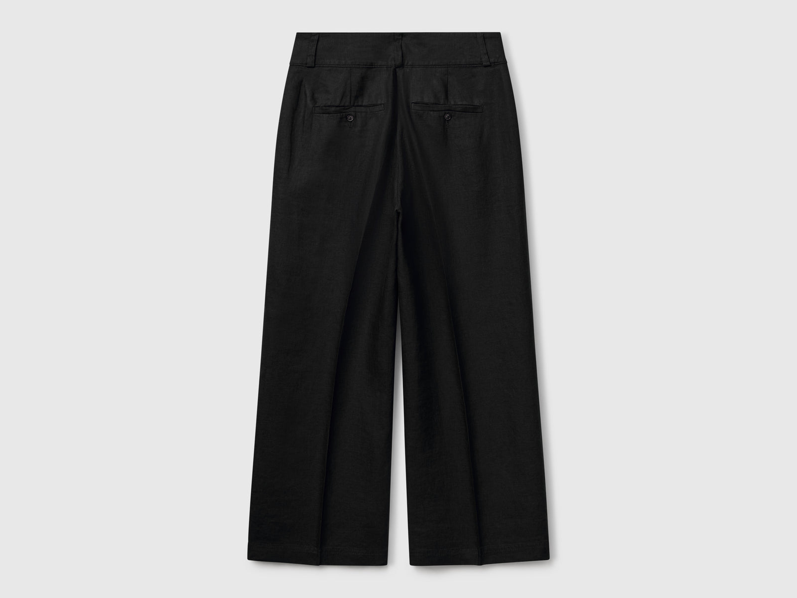 Pantaloni dritti in puro lino da donna nero 2 | Benetton Outlet
