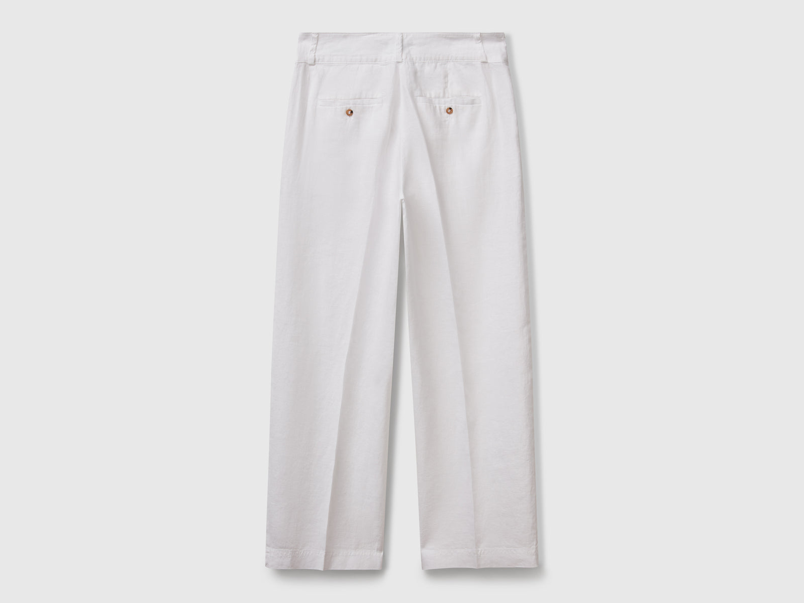 Straight trousers in pure linen da donna bianco 2 | Benetton Outlet