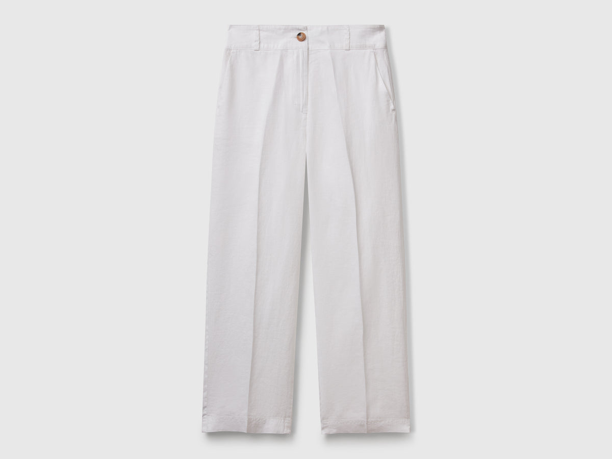 Straight trousers in pure linen