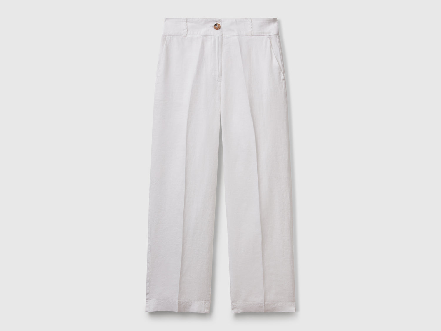 Straight trousers in pure linen da donna bianco | Benetton Outlet