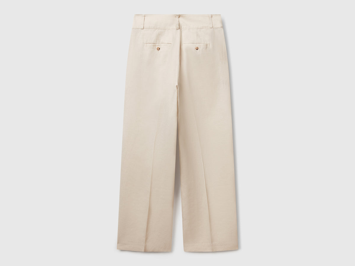 Pantaloni dritti in puro lino