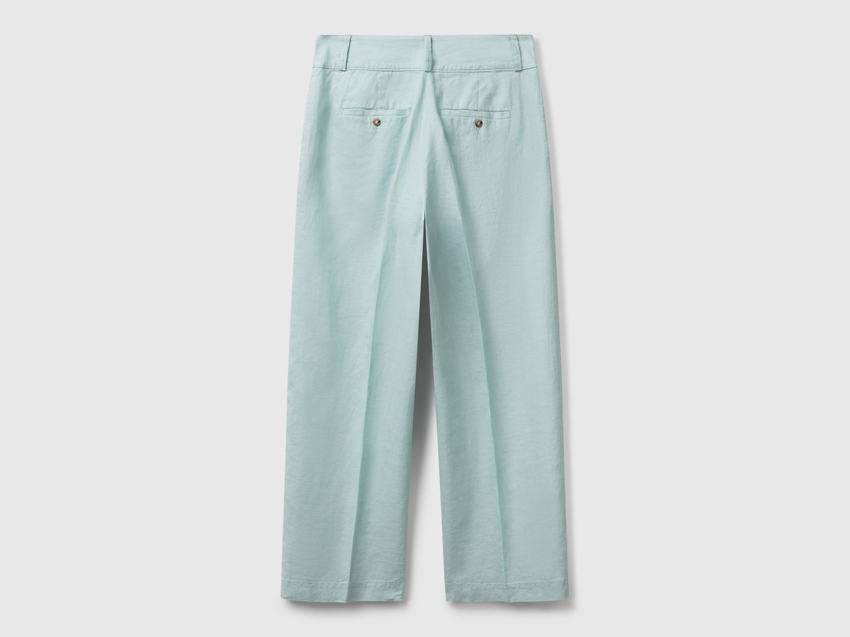 Pantaloni dritti in puro lino