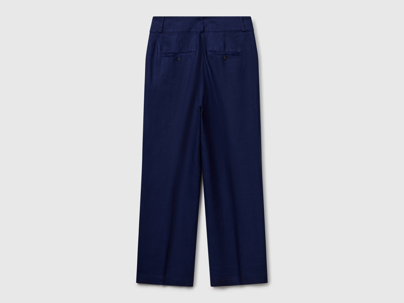 Straight trousers in pure linen da donna blu scuro 2 | Benetton Outlet