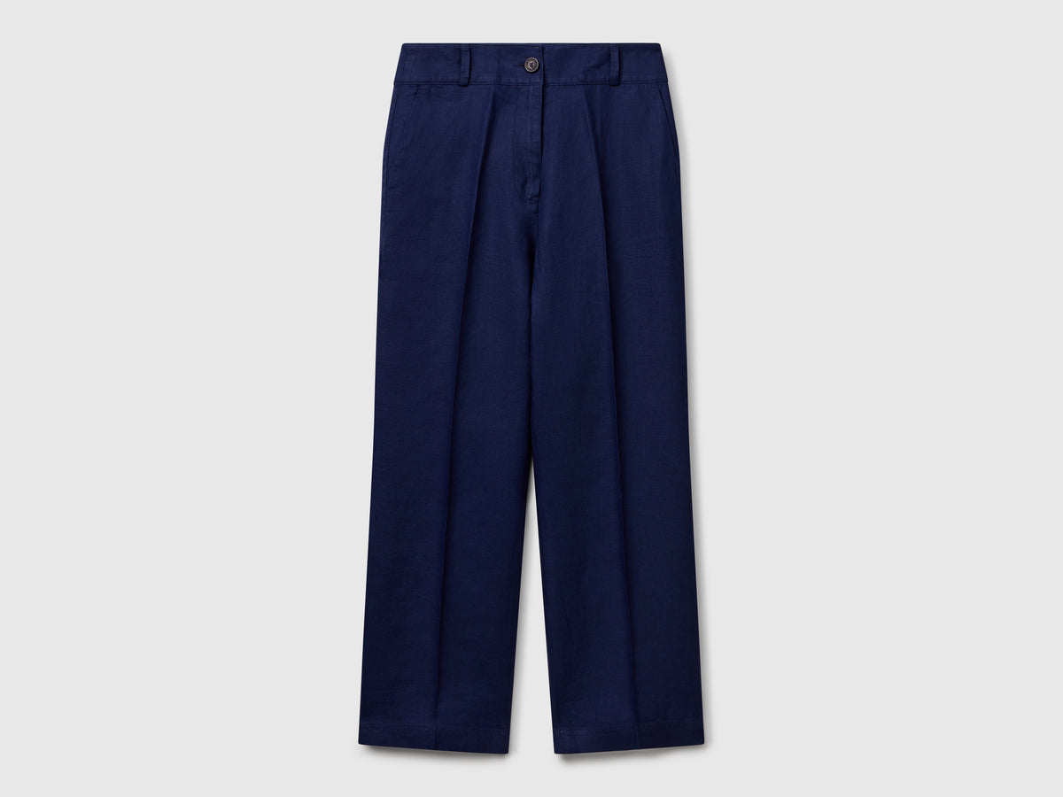 Straight trousers in pure linen