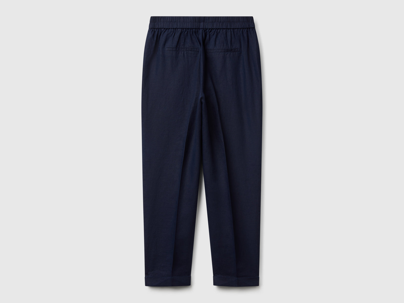 Pantaloni regular fit in puro lino da donna blu 2 | Benetton Outlet