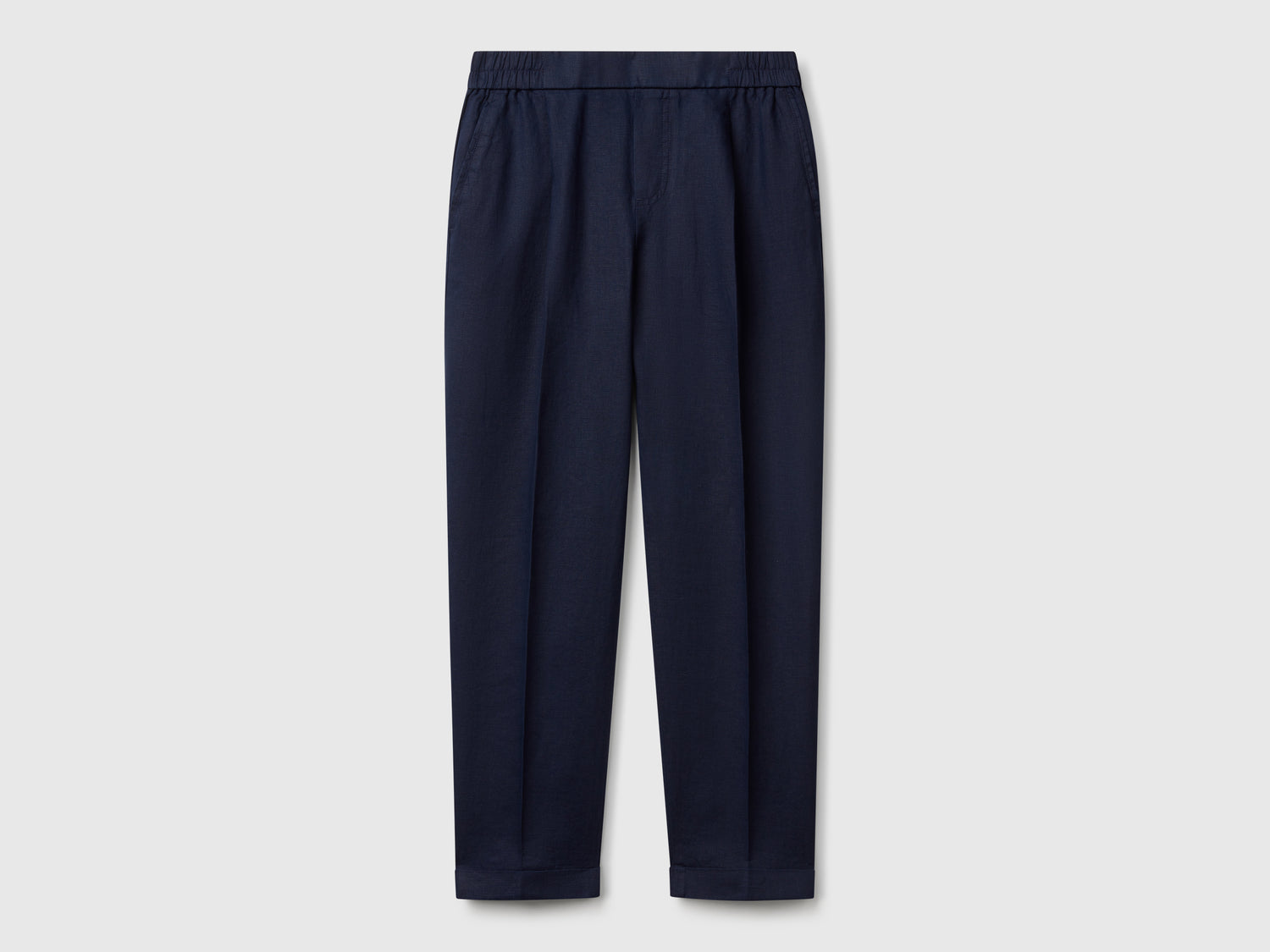 Pantaloni regular fit in puro lino da donna blu | Benetton Outlet