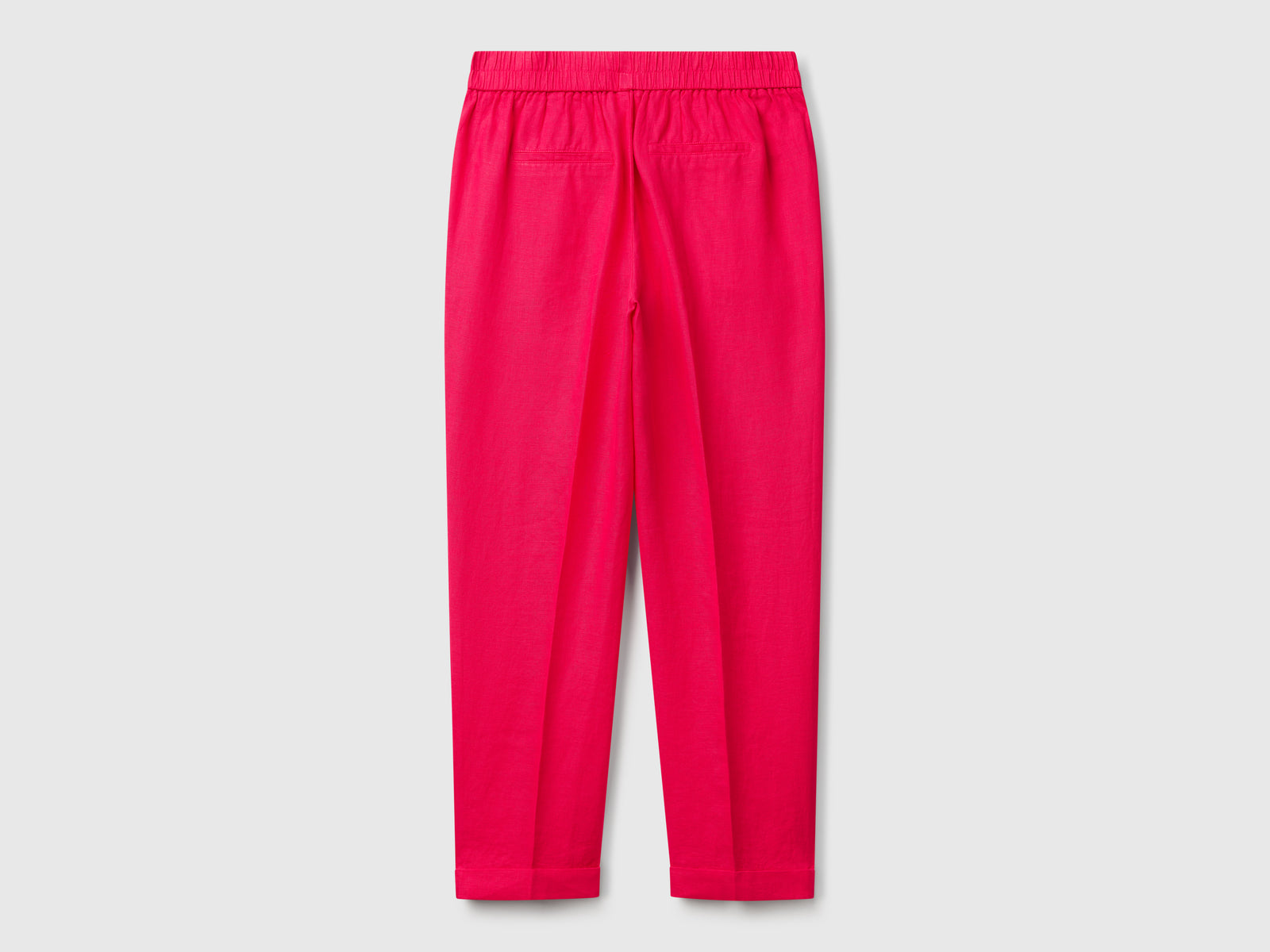 Pantaloni regular fit in puro lino da donna fucsia 2 | Benetton Outlet