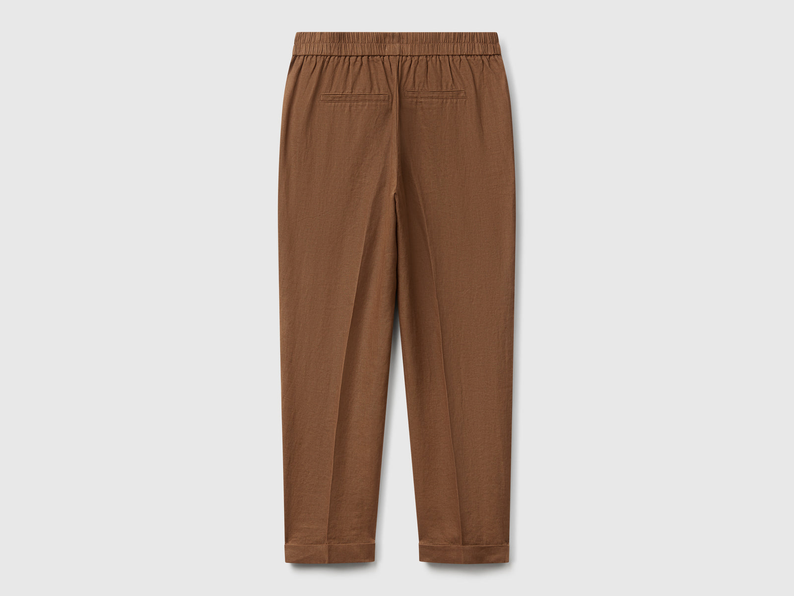 Pantaloni regular fit in puro lino da donna marrone 2 | Benetton Outlet