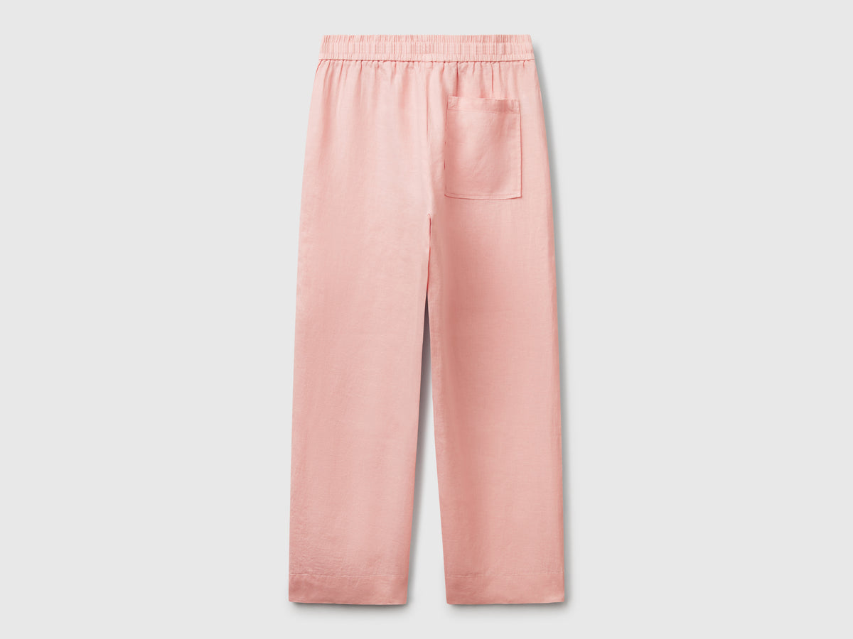 Pantaloni in puro lino con elastico