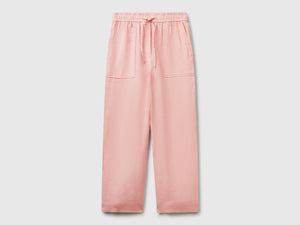 Pantaloni in puro lino con elastico