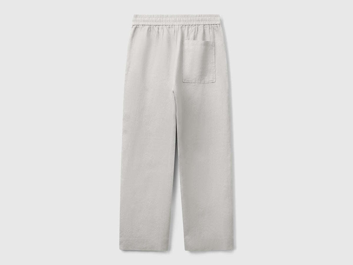 Pantaloni in puro lino con elastico