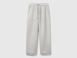 Pantaloni in puro lino con elastico