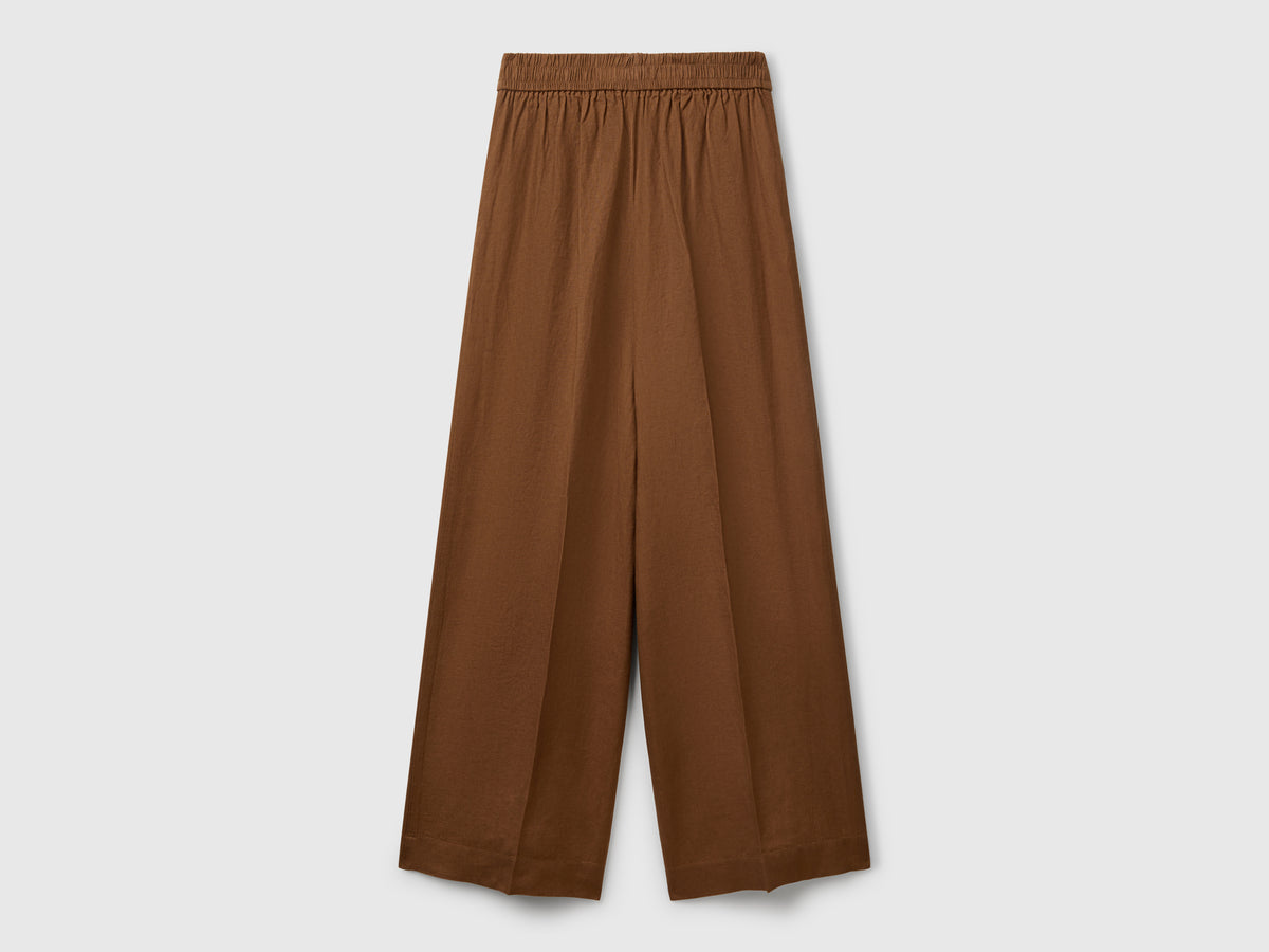 Pantaloni palazzo in 100% lino