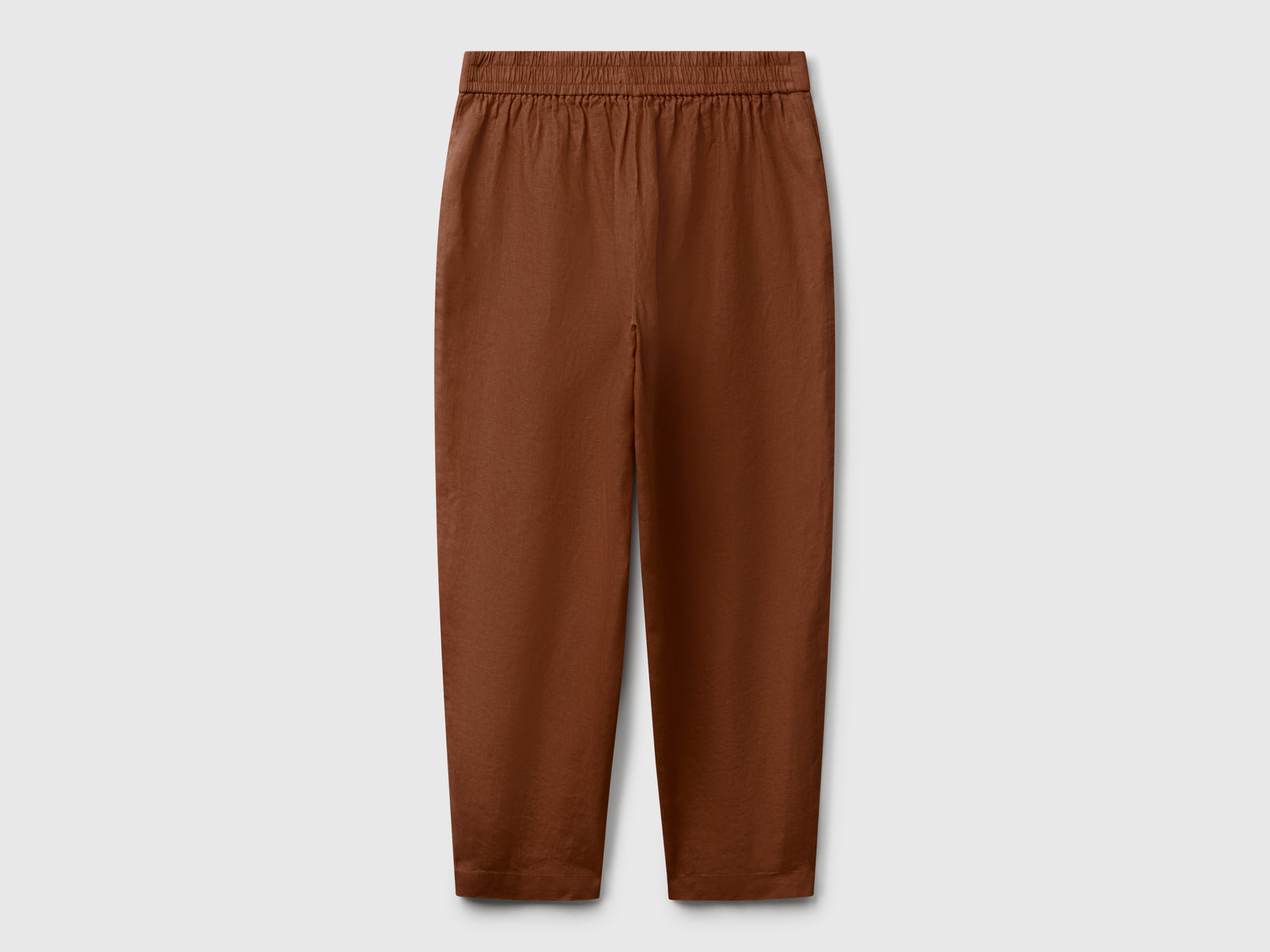 Pantaloni morbidi in puro lino da donna marrone 2 | Benetton Outlet