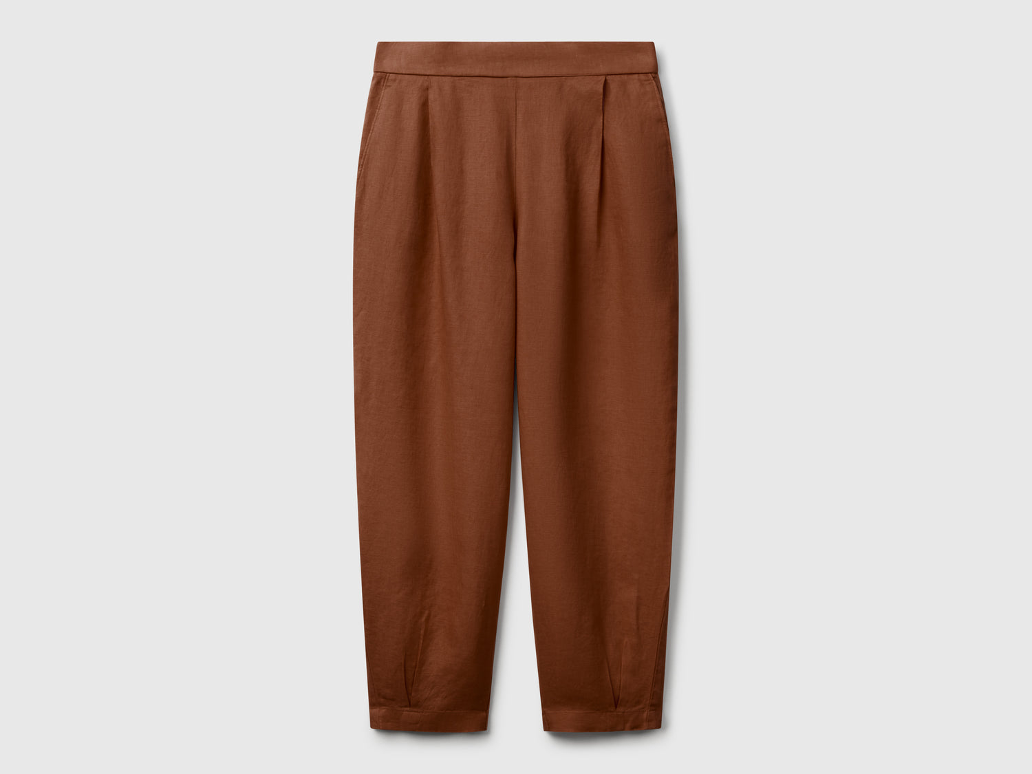 Pantaloni morbidi in puro lino da donna marrone | Benetton Outlet
