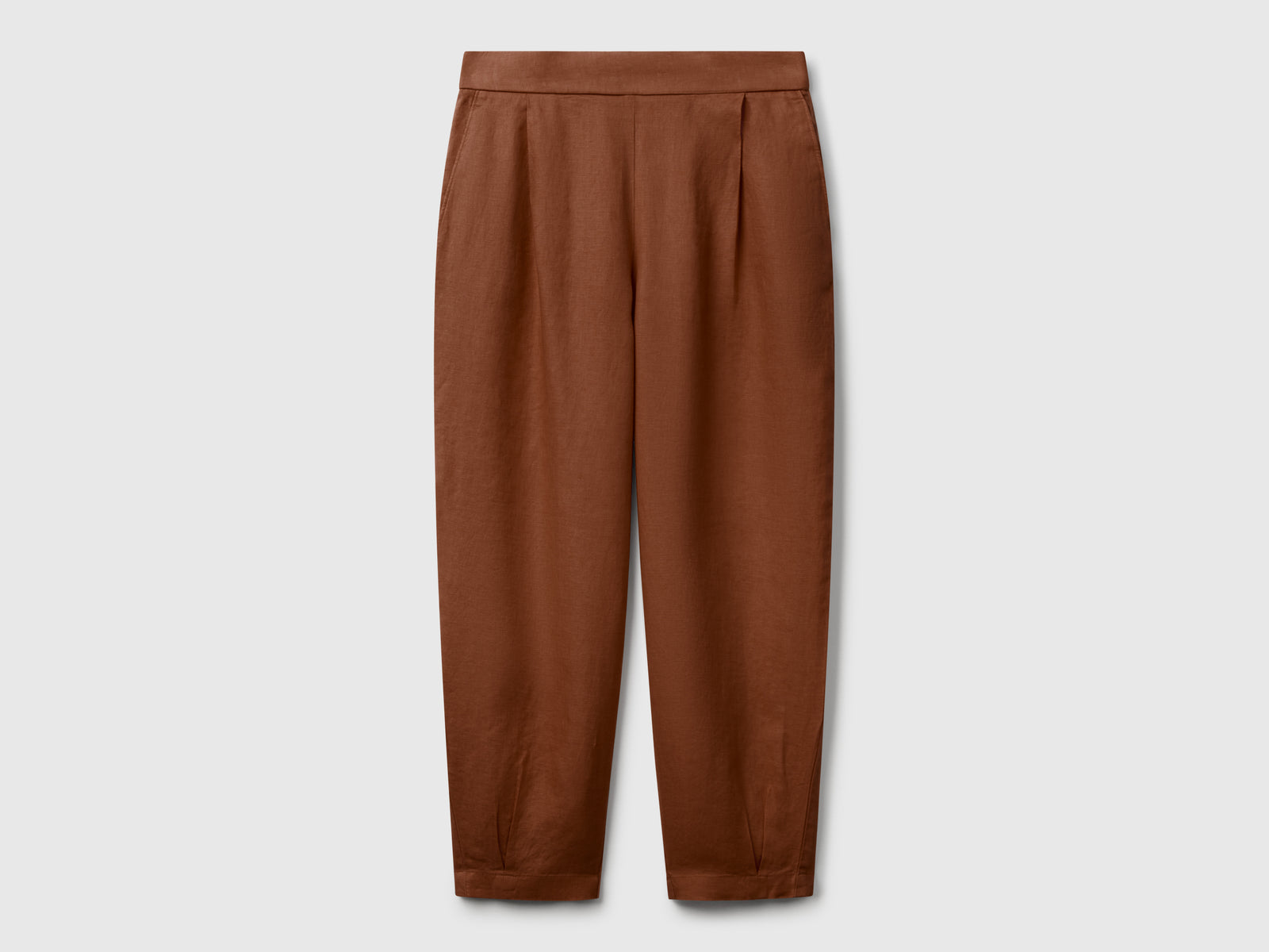 Pantaloni morbidi in puro lino da donna marrone | Benetton Outlet