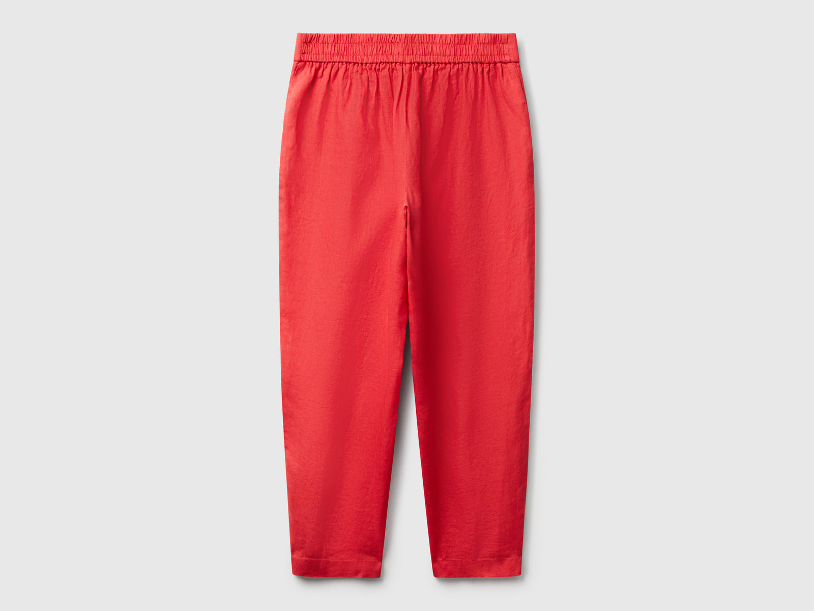 Pantaloni morbidi in puro lino da donna rosso mattone 2 | Benetton Outlet