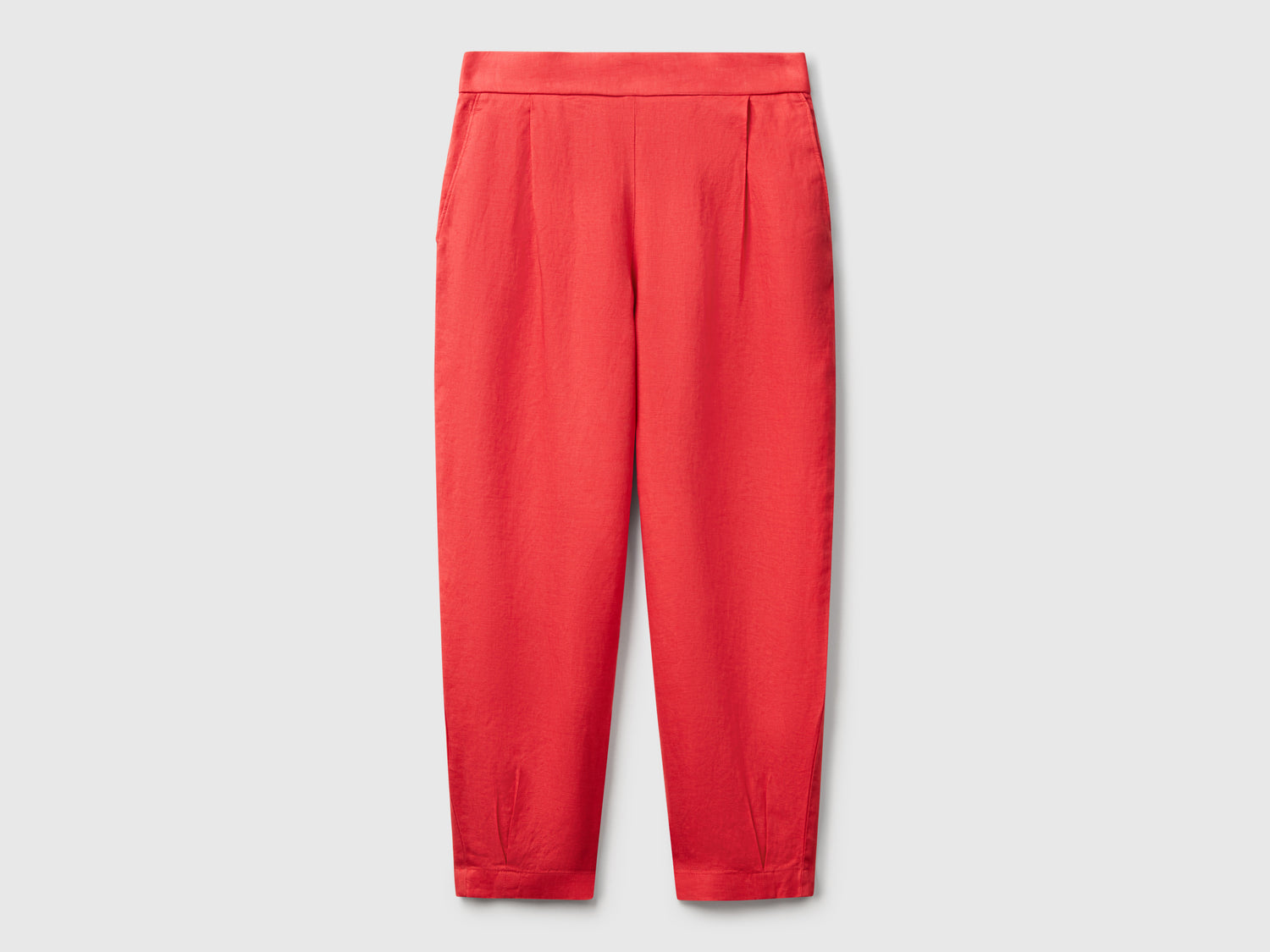 Pantaloni morbidi in puro lino da donna rosso mattone | Benetton Outlet