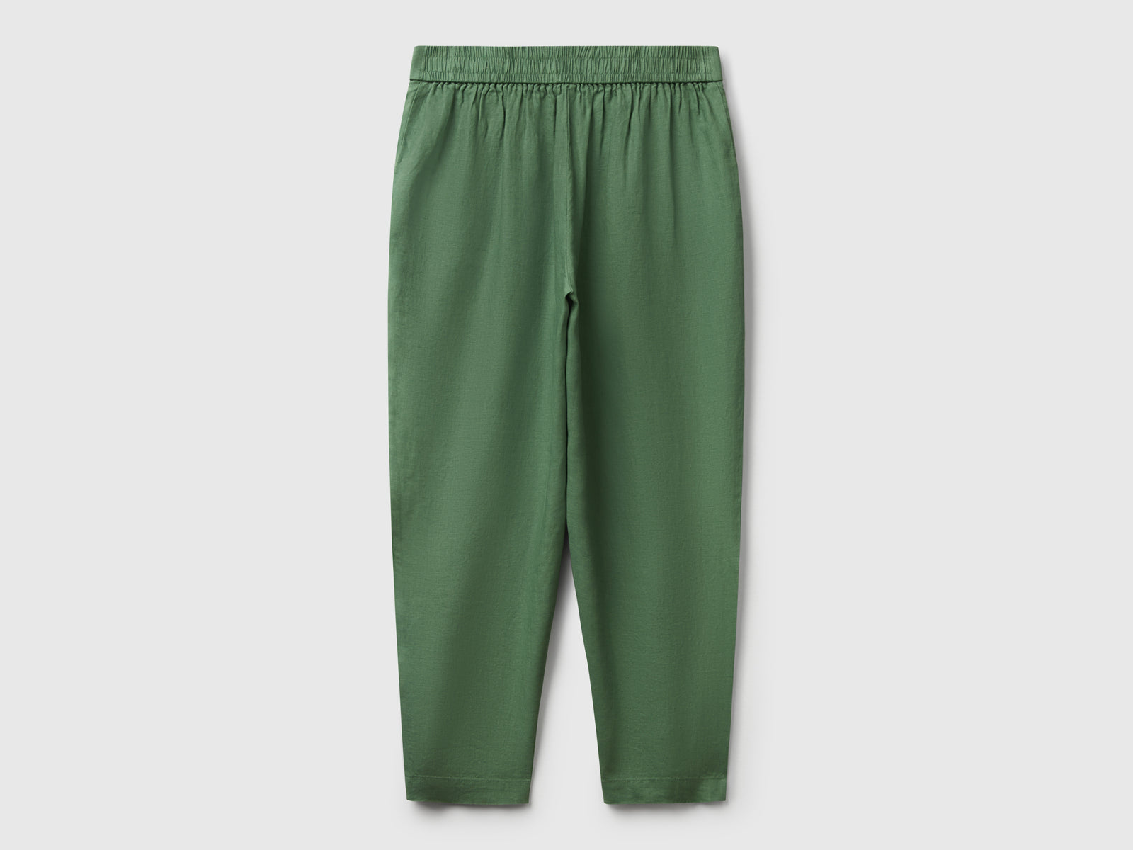 Pantaloni morbidi in puro lino da donna verde 2 | Benetton Outlet