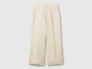 Pantaloni cropped in puro lino