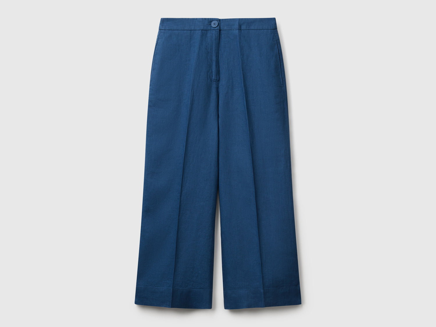 Pantaloni cropped in puro lino da donna avio | Benetton Outlet