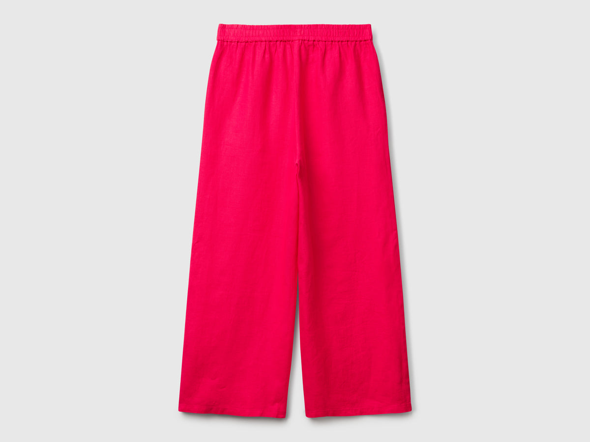 Pantaloni ampi in puro lino