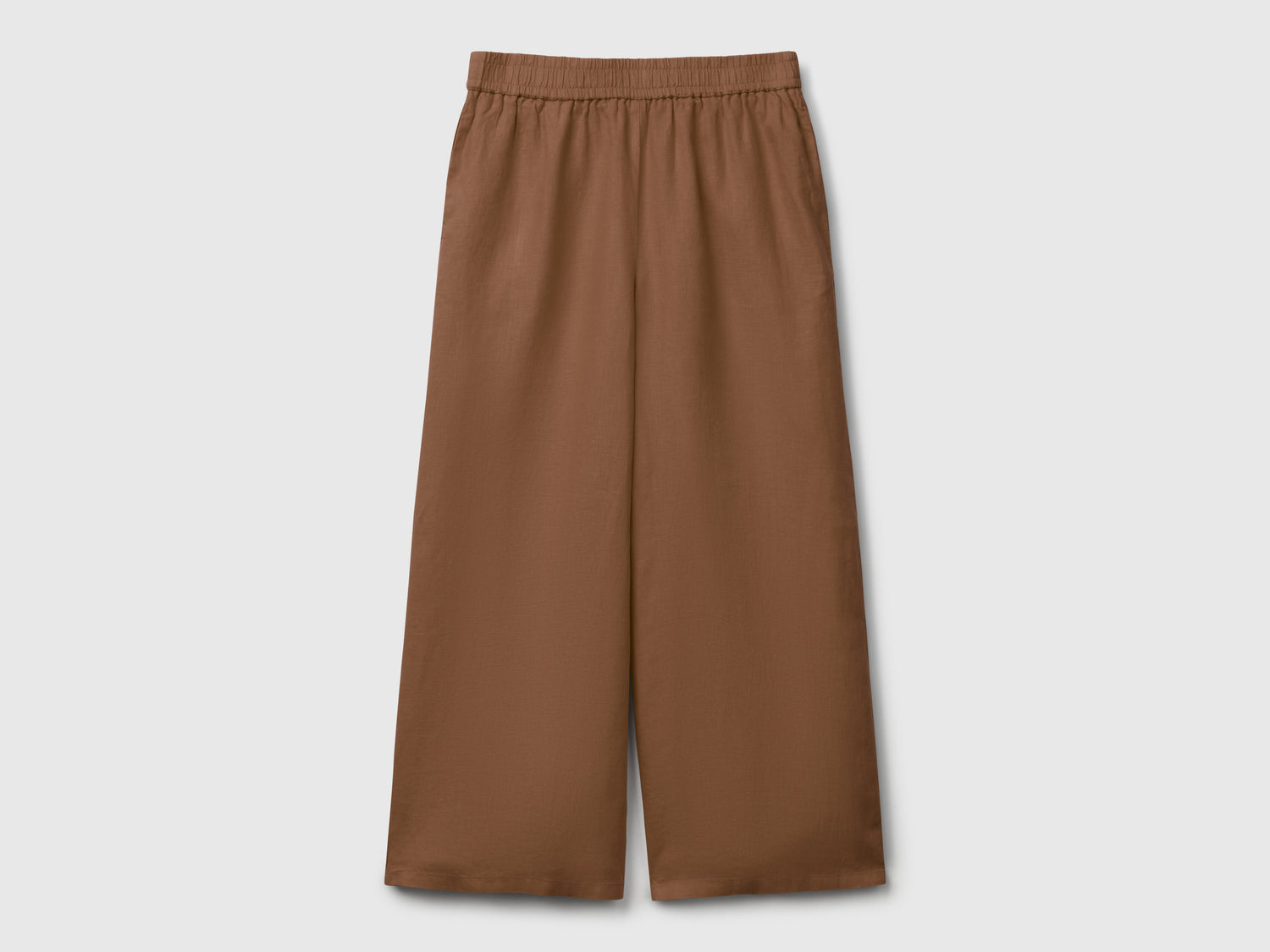 Pantaloni ampi in puro lino da donna marrone | Benetton Outlet