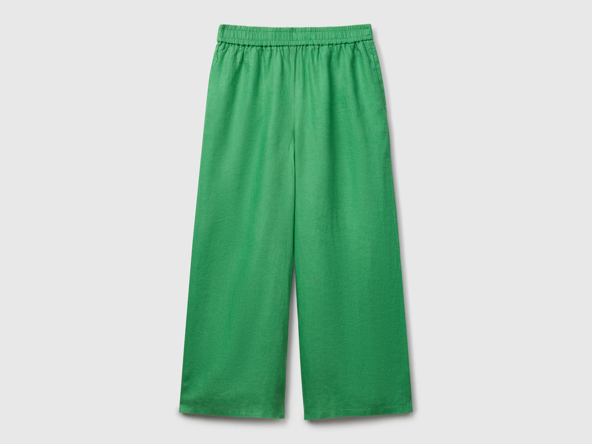 Pantaloni ampi in puro lino
