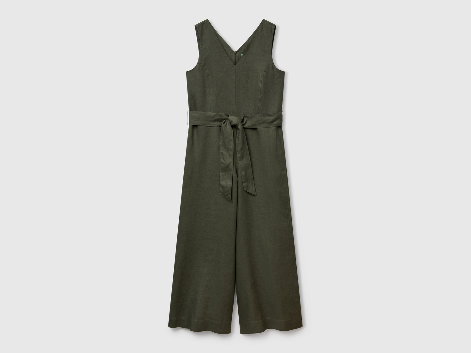 Tuta in puro lino da donna verde militare | Benetton Outlet