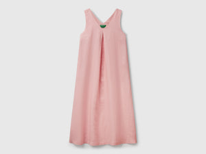 Vestito smanicato in puro lino