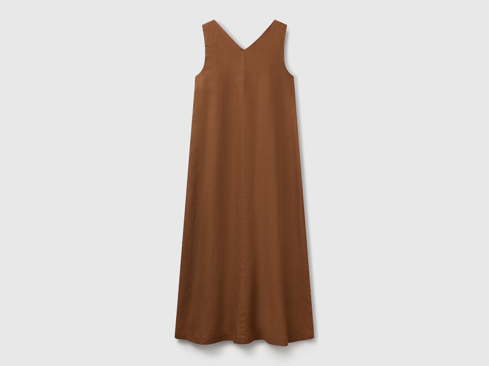 Vestito smanicato in puro lino da donna marrone 2 | Benetton Outlet