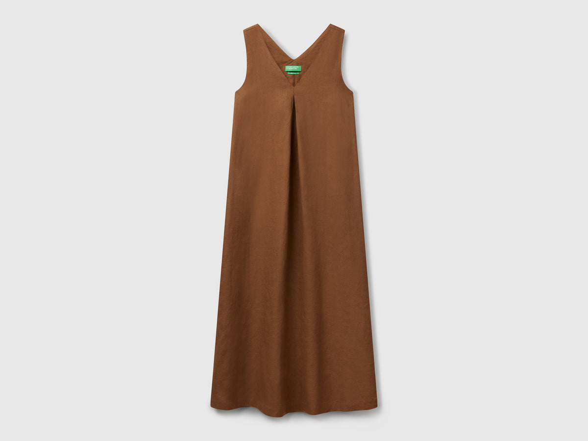 Vestito smanicato in puro lino