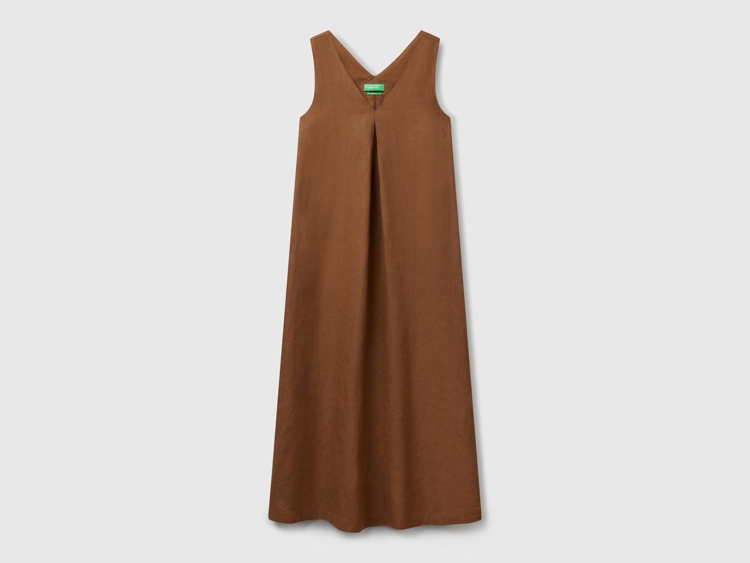 Vestito smanicato in puro lino da donna marrone | Benetton Outlet
