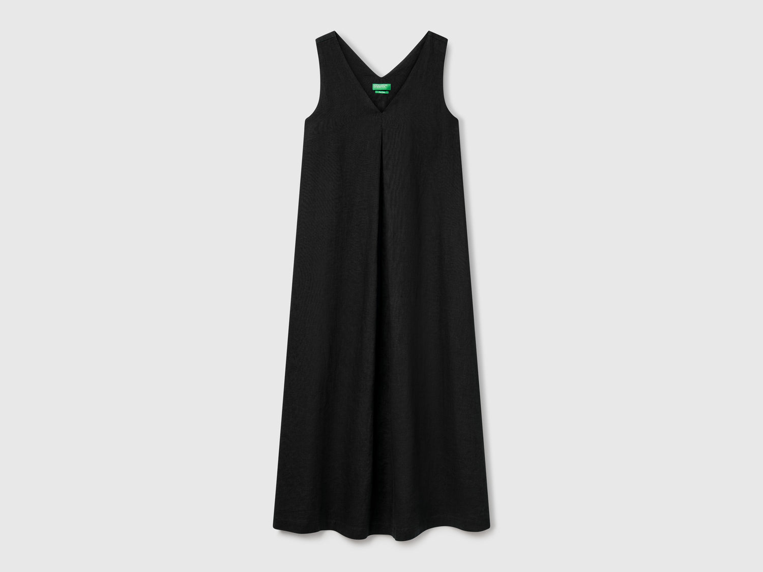 Vestito smanicato in puro lino da donna nero | Benetton Outlet