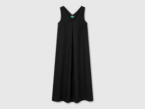 Vestito smanicato in puro lino